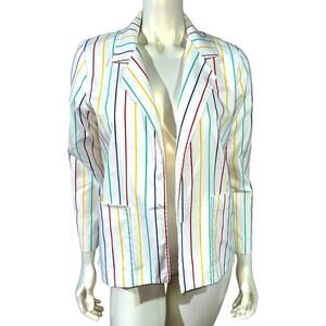 Multicolored Pinstripe Blazer 80s Power Suit Vibes Size 6 Office Style